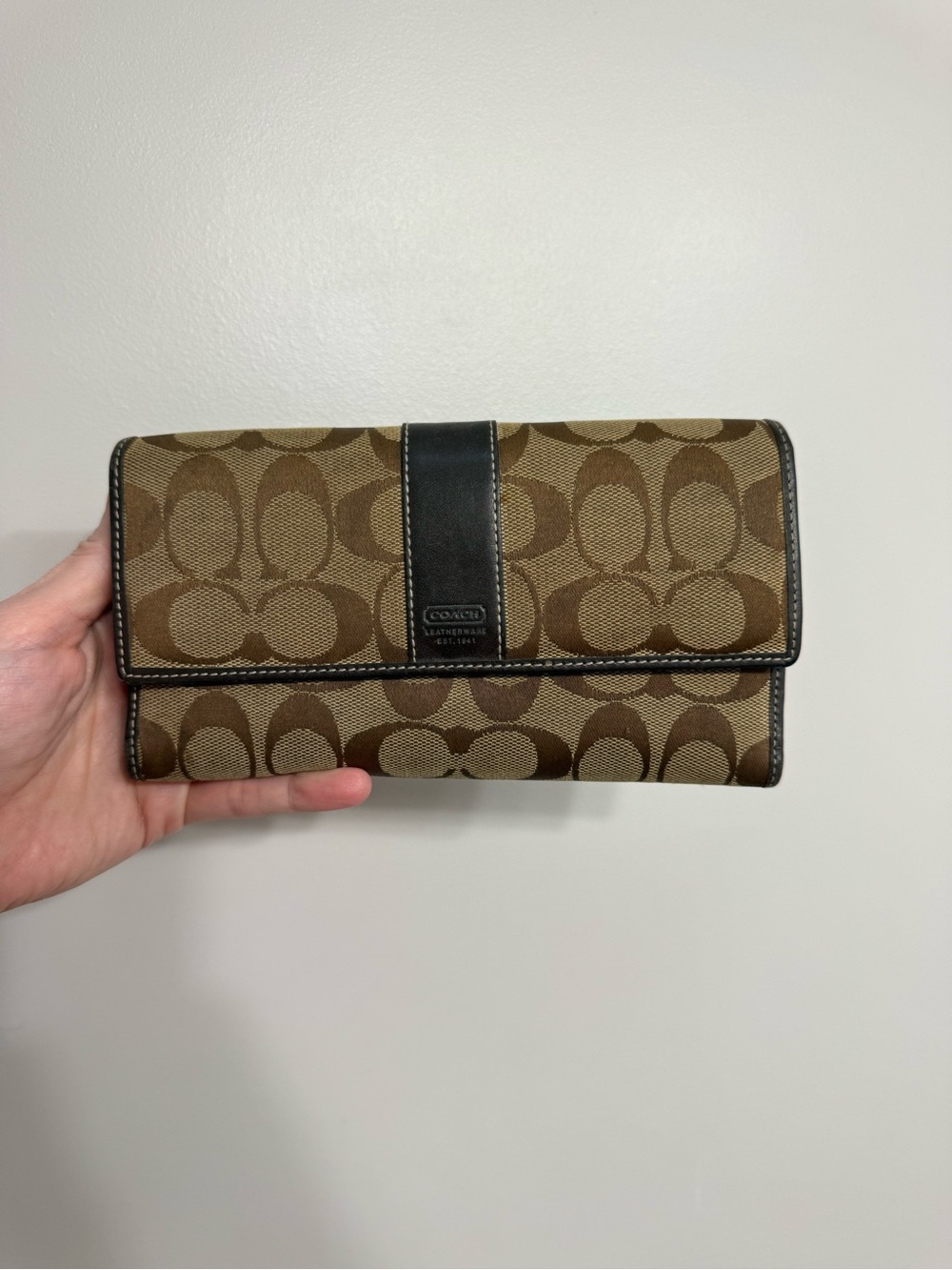 Coach Signature C Jacquard Wallet, Brown (Khaki)